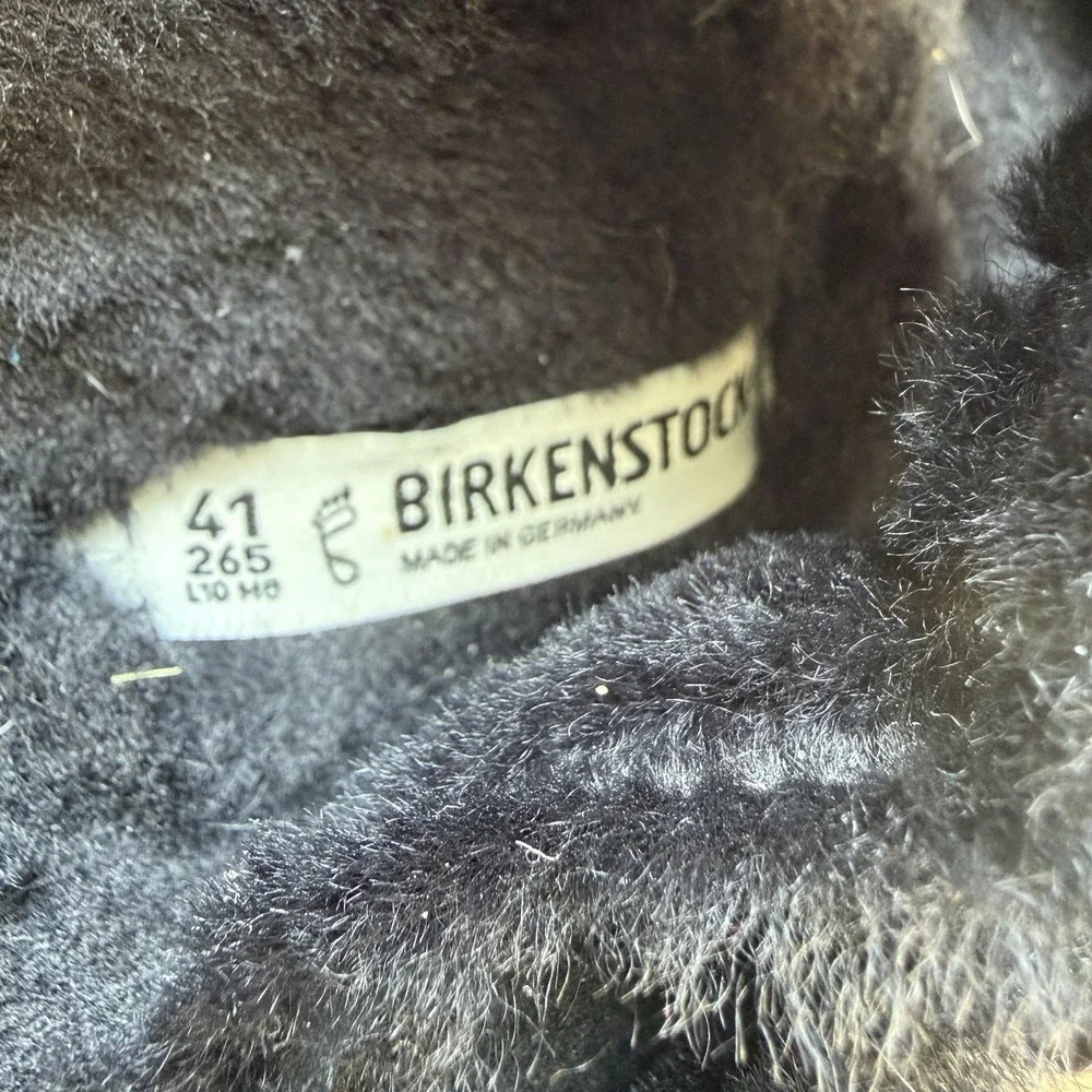 Birkenstock Arizona Shearling Sandals Black Suede Cozycare EU 41/ US 10 Winter